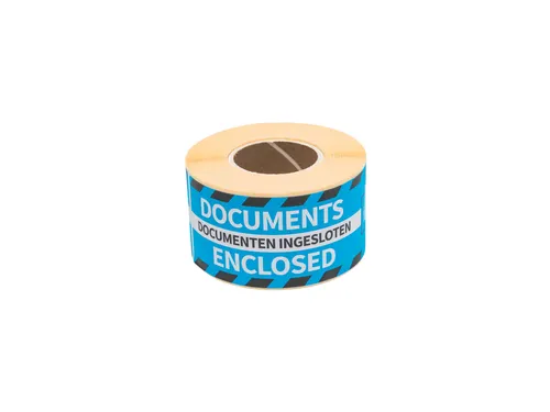 Waarschuwingsetiket Rillprint documents enclosed 46x125mm blauw 250 st
