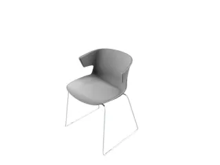Bezoekersstoel Kunststof Kuip Grijs Sledepoten Aluminium - 1