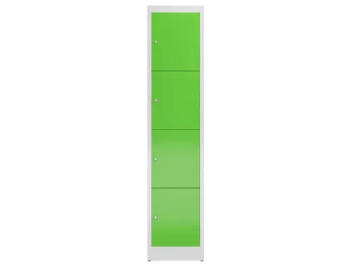 Lockerkast 1800x415x500mm 1x4 vakken cilinderslot, sokkel, RAL6018