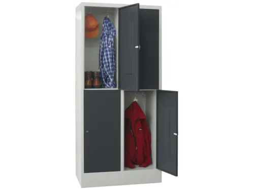 lockerkast,HxBxD 1850x800x500mm,2x2vakken,RAL7035,front RAL7016