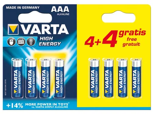 High Energy Alkaline Aaa / Lr03, 1.5v Promopack 4 + 4