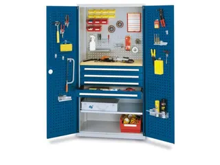 Materiaalkast Gesleufde Deuren 1950x1000x600mm 4laden 1legbord Ral5010 - 1