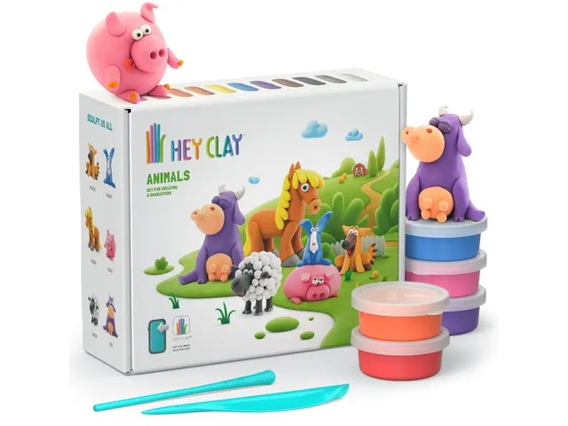 Hey Clay Klei set Animals 15 delen boerderijdieren