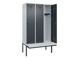locker met bank,HxBxD 2120x1200x815mm,3vak,vak B 400mm,draaigrendel