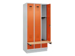 locker met bank,HxBxD 1950x900x815mm,3vak,vak B 300mm,cilinderslot