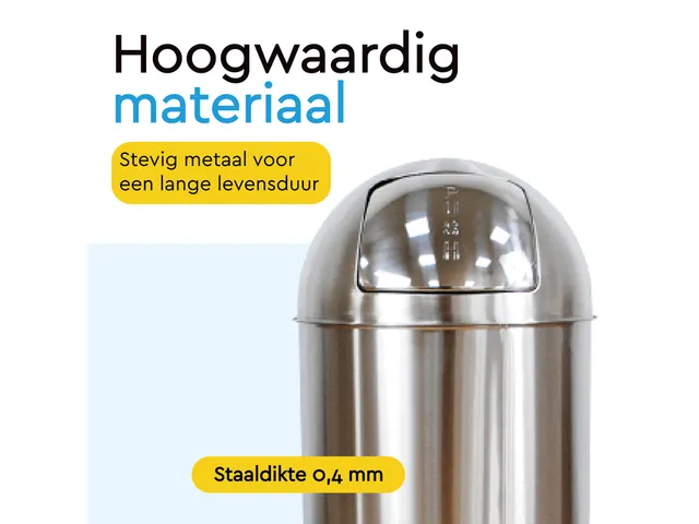 Afvalbak BRASQ Push Bin PB230+ 30 liter rvs