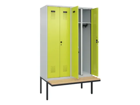 locker met bank,voor scheiding van kleding,HxBxD 2120x1200x815mm,4vak