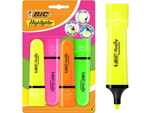Markeerstift Highlighter Assortie Blister 4 Stuks