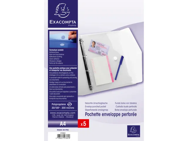 5 Geperforeerde Envelop Showtassen Pp 20/100Ste A4