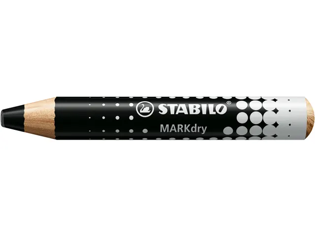 Whiteboardpotlood STABILO MARKdry incl 2 slijpers zwart classpack 30st