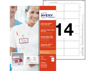Naambadge Avery Office 43x81 20 x rood met clip - 1
