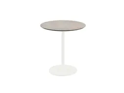 bistrotafel,HxØ 730x700mm,rond,schotelvoet wit,blad HPL Moonstone