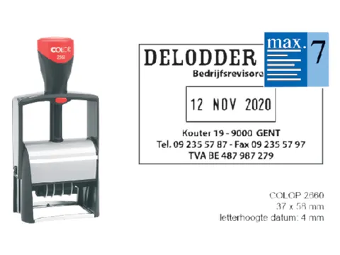 Woord-datumstempel Colop 2660 +bon 36x56 7regels zwart