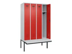locker met bank,HxBxD 2120x1200x815mm,4vak,vak B 300mm,cilinderslot