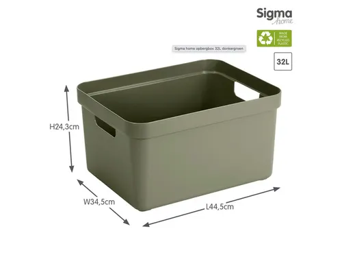Sigma Home opbergbox 32L donkergroen - 44,5x34,5x24,3cm