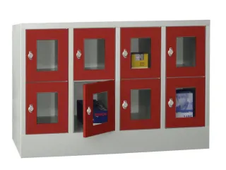 lockerkast,HxBxD 855x1200x500mm,4x2vakken,RAL7035,front RAL3000 - 2