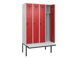 locker met bank,voor scheiding van kleding,HxBxD 2120x1200x815mm,4vak