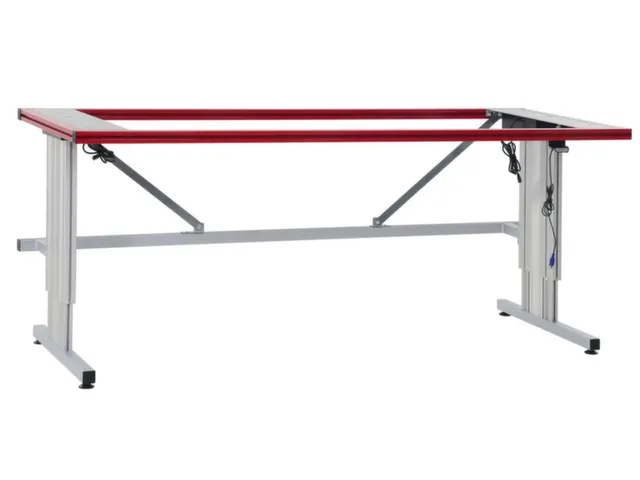 paktafel,HxBxD 690-1090x1200x800mm,T-voet RAL9006,in h. verstelb.