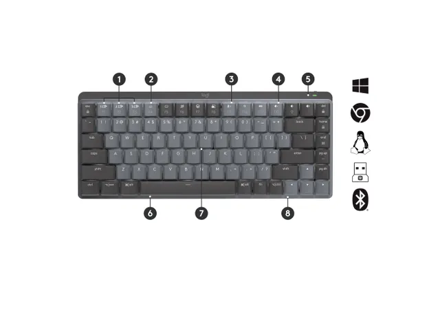 Clavier Bluetooth Logitech MX mini Mechanical QWERTY Anglais US gris