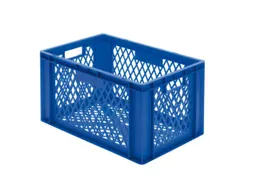 Euronorm-stapelbak 61l 320x600x400mm Wanden/bodem Opengewerkt Blauw