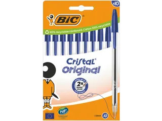 Balpen Bic Cristal M blister 10 stuks blauw - 1