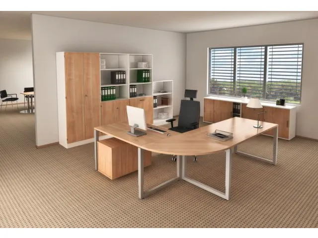 In hoogte verstelbaar bureau,HxBxD 650-850x1800x800mm,blad notenboom