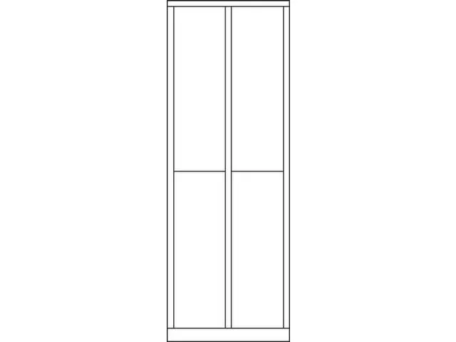 lockerkast,HxBxD 1850x600x500mm,2x2vakken,RAL7035,front RAL6011