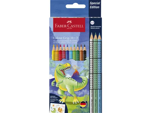 Kleurpotlood Faber-Castell Grip Dino 10 colour grip + 3 metallic grip