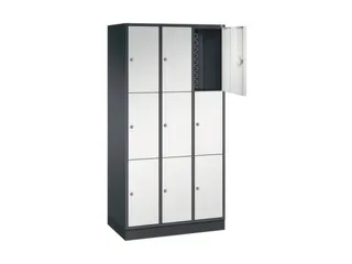 lockerkast,RAL 7021/RAL 7035,HxBxD 1950x920x500mm,3x3vakken,cil.-slot - 1