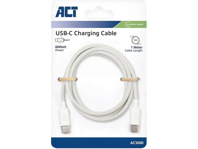 Kabel ACT 2.0 USB-C 60W 1 meter wit