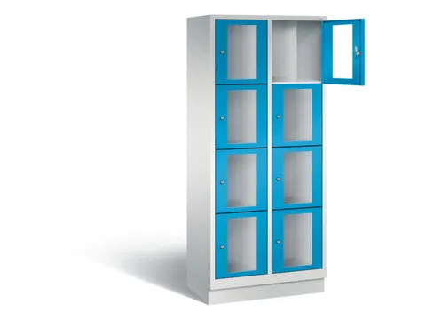 Lockerkast 1800x810x500mm 2x4 vakken Cilinderslot, Sokkel, RAL5012