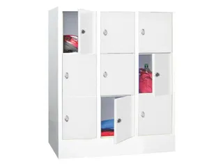 lockerkast,HxBxD 1187x900x500mm,3x3vakken,RAL7035,front RAL6011 - 1