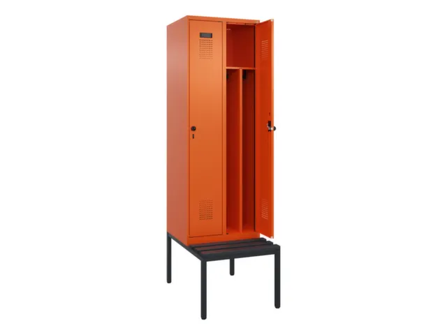 locker met bank,voor scheiding van kleding,HxBxD 2120x600x815mm,2vak