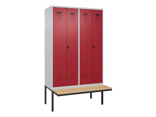 locker met bank,voor scheiding van kleding,HxBxD 2120x1200x815mm,4vak