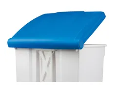 Contitop,mobiele afvalbak met pedaal 70L wit/blauw