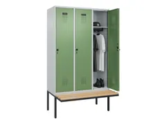 locker met bank,HxBxD 2120x1200x815mm,3vak,vak B 400mm,draaigrendel