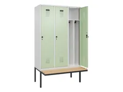 locker met bank,voor scheiding van kleding,HxBxD 2120x1200x815mm,3vak
