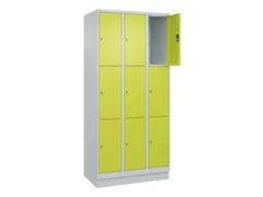 lockerkast,HxBxD 1950x900x500mm,3x3vakken,vak B 300mm,cil.-slot,sokkel