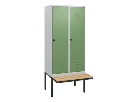 locker met bank,HxBxD 1950x800x815mm,2vak,vak B 400mm,draaigrendel