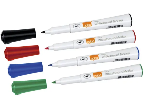 Viltstift Nobo Whiteboard Glide Rond Assorti 1mm Blister à 4st