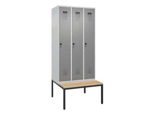 locker met bank,voor scheiding van kleding,HxBxD 2120x900x815mm,3vak
