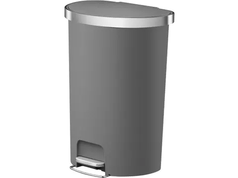 Hana pedaalemmer halfrond 55 Liter Plastic Grijs