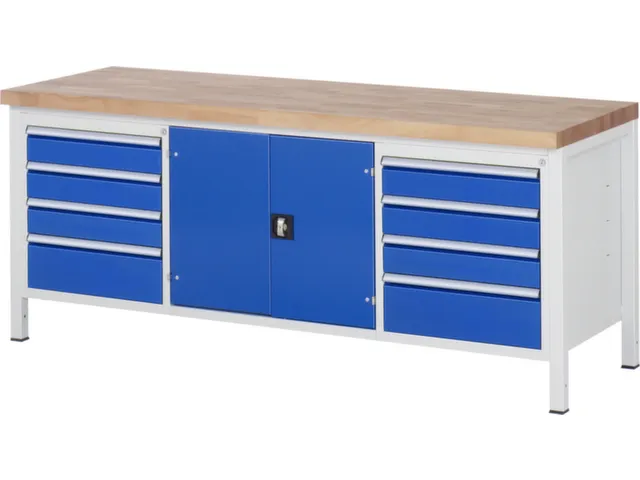 werkbank,HxBxD 840-1040x2000x700mm,beukblad,draagverm. 1250kg,4voeten