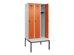 locker met bank,HxBxD 2120x900x815mm,3vak,vak B 300mm,draaigrendel