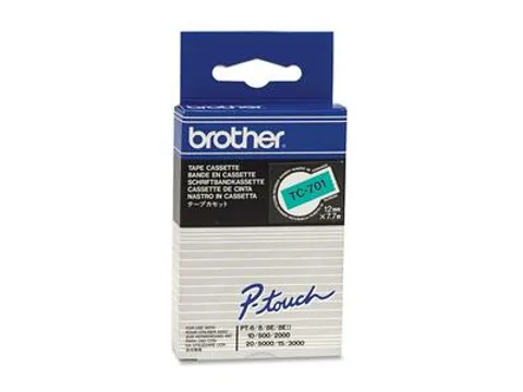 Lettertape Brother Tc-701 P-touch 12mm Zwart Op Groen