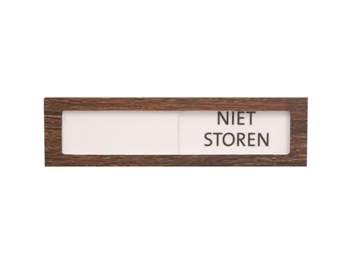Premium Schuifbord Donker Houtlook Wit Niet Storen 150x40mm