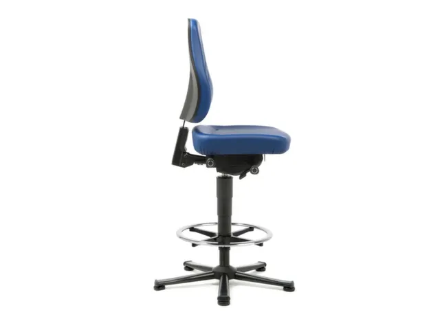 Werkplaatsstoel Kunstleer blauw 570-830mmx460x410-470mm glijders