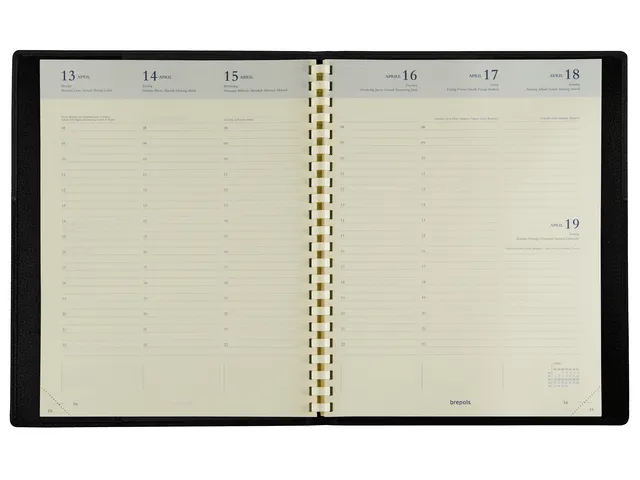 Agenda 2027 Brepols Concorde Calpe spirale 7 jours/2 pages noir