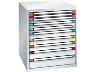 ladekast HxBxD 1000x805x695mm 10laden RAL7035 front RAL7035 - 2