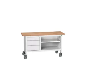 werkbank,HxBxD 830x1500x600mm,multiplexblad,uitrusting: 3laden,legbord - 1